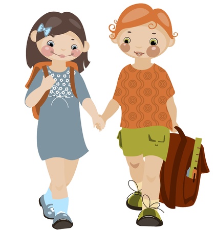 School childhood. boy and girl 2. similar to the portfolioのイラスト素材