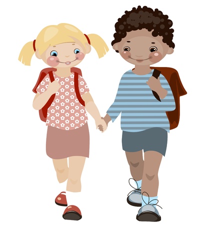 School childhood. boy and girl. similar to the portfolioのイラスト素材