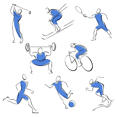 Set sport icons. man on a blue background.のイラスト素材