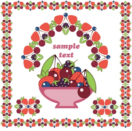 cherries, blueberries, strawberries, blackberries. ornamentのイラスト素材