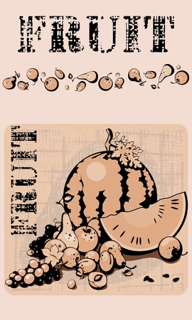 fruits on a wattled backgroundのイラスト素材