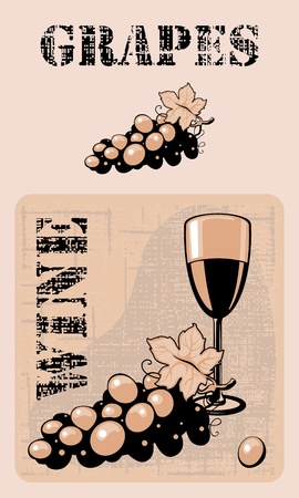 grapes on a wattled backgroundのイラスト素材