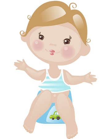 little boy sitting on the pottyのイラスト素材