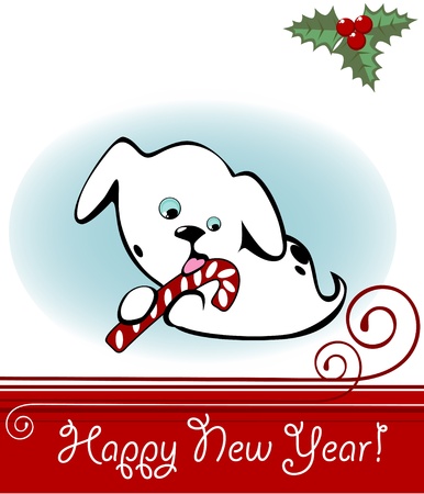 little puppy licks lollipopのイラスト素材