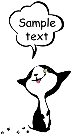 little black kitten with text boxのイラスト素材