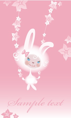 Beloved rabbit on a swingのイラスト素材