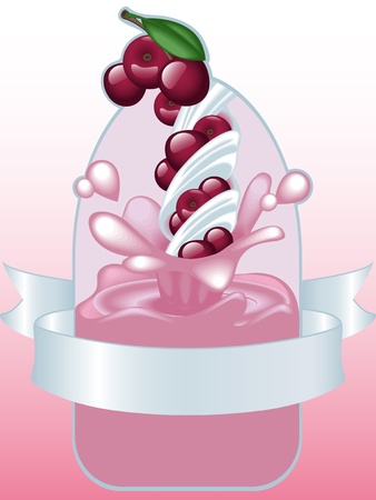 cherry yogurt with label in frontのイラスト素材