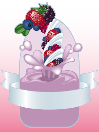Yogurt forest berries with label in frontのイラスト素材