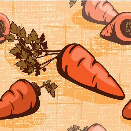 carrots on a braided background in bed tones