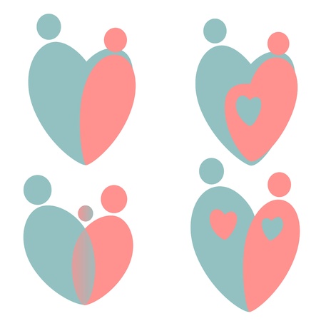 set of stylized silhouette on the family, mother and childのイラスト素材