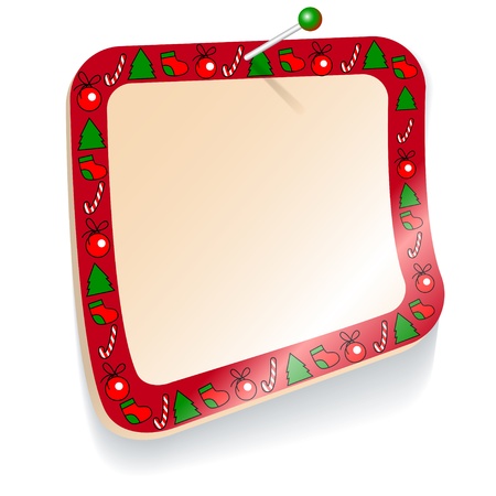Christmas rectangular sticker with a red borderのイラスト素材
