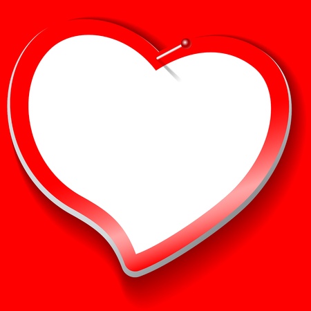 sticker in the shape of a white heart with a red  backgroundのイラスト素材
