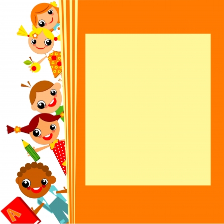 school children's  yellow background. Place for textのイラスト素材