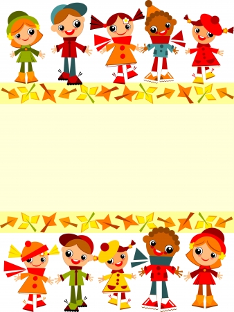 school children's  yellow background. Place for textのイラスト素材