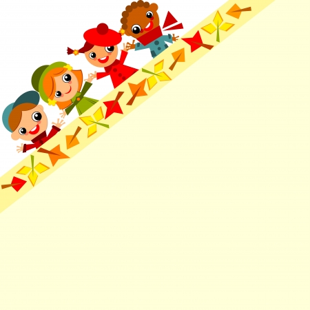 school children's  yellow background. Place for textのイラスト素材