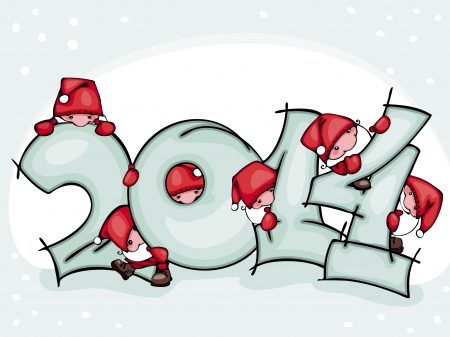 Banner of new 2014 year with Santa Claus のイラスト素材
