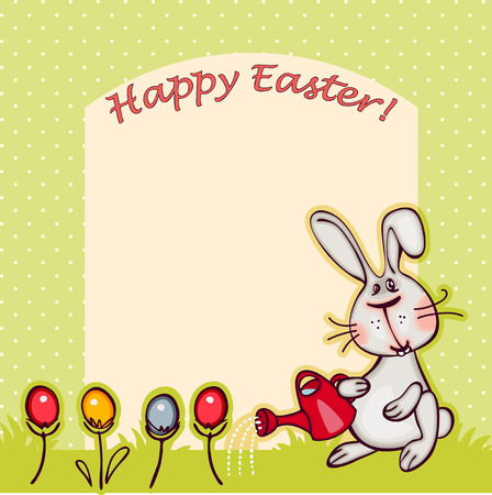 happy easter banner. easter  bunny and eggs. vector backgroundのイラスト素材