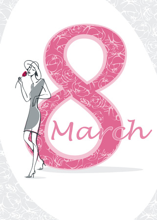 Greeting card with young girl for International Women's Day celebrationのイラスト素材