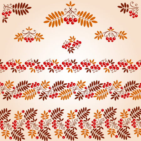 Vintage Design Elements.  bunch red rowan and leafのイラスト素材