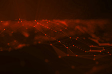 Abstract background of lines and dots, low poly mesh. Concept cloud internet connections technology...