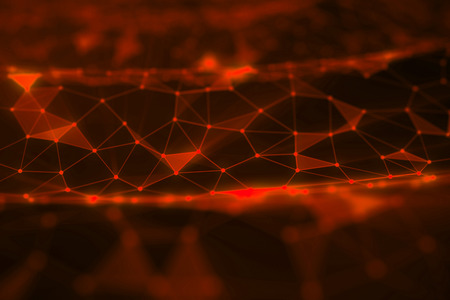 Abstract background of lines and dots, low poly mesh. Concept cloud internet connections technology connections. The current example of artificial intelligence concepts of the future, 3D illustrationの写真素材