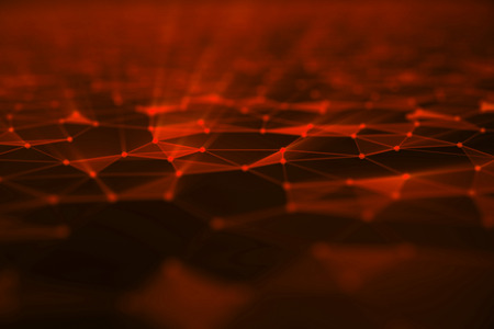 Abstract background of lines and dots, low poly mesh. Concept cloud internet connections technology connections. The current example of artificial intelligence concepts of the future, 3D illustrationの写真素材