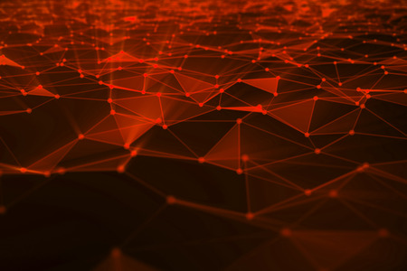 Abstract background of lines and dots, low poly mesh. Concept cloud internet connections technology connections. The current example of artificial intelligence concepts of the future, 3D illustrationの写真素材