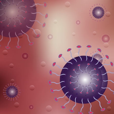 Vector virus and bacteria abstract background. Virus and bacteria under microscope. Concept Infected and Illness cell, infecting organism, disease-causing microorganismのイラスト素材