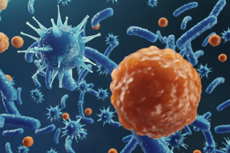 Abstract background virus. The concept of science and medicine, reducing immunity in the body....