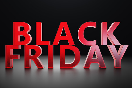 Black Friday - Only once a year, maximum discounts. Sales, joy, success. The moment. Black Friday text on the wall. Great sale. 3D illustrationの写真素材