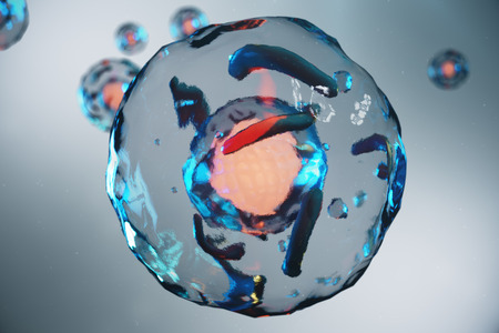 Human cells or animal. Cell colony. Concept of science and medicine, the regeneration of cells, the renewal of cells in the living organism. 3D illustrationの写真素材