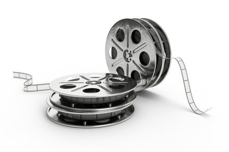 Film reel isolated on white background. 3D Illustrationの写真素材