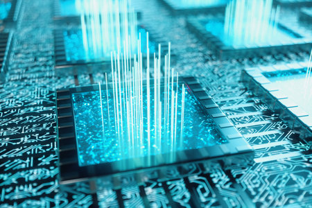 AI - artificial intelligence concept. Machine learning. Central Computer Processors on the circuit...