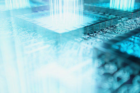 AI - artificial intelligence concept. Machine learning. Central Computer Processors on the circuit...