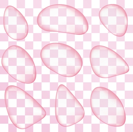 Set, group, collection clear water drops or condensation on transparent background. Vector illustrationのイラスト素材