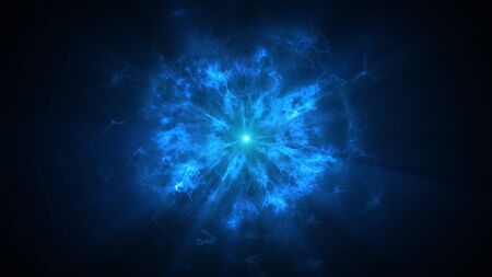 Colorful shock wave consisting particles. VFX elements, Graphic Elements. Light beam, shine through the clouds, dust, nebulae of outer space. 3D Renderingの写真素材