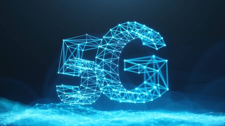 5G wireless high-speed mobile Internet. Technology concept. High speed internet. Concept smartphone internet connection technology. Abstract illustration internet connection. 3D Illustrationの写真素材