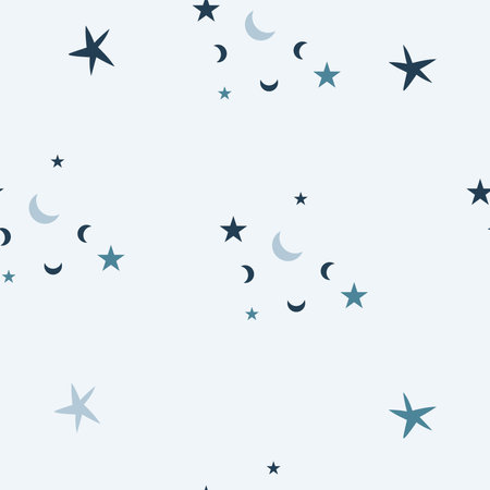 Seamless pattern with random stars on pastel background. Winter pattern can be used as textile, fabric, wallpaper, banner and other. Vector illustrationのイラスト素材