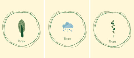 Nature as a source of energy for man. The concept of nature conservation and ecology. Minimalist illustrations suitable for social posters, cards, banners. Vector illustrationのイラスト素材