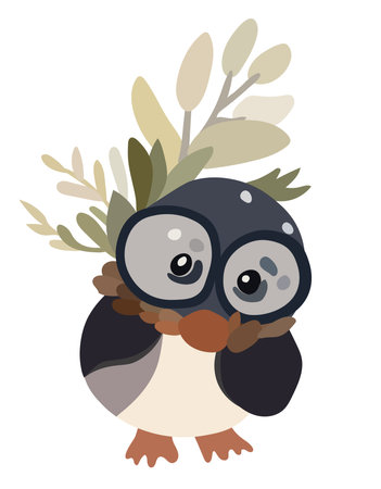 Adorable festive penguins. Joyful penguin character, smiling aquatic non-flying bird. Vector collection featuring baby penguin, charming polar creatures. Vector.のイラスト素材