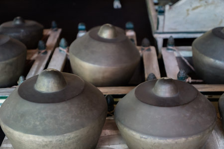 Gamelan, traditional balinese percussive music instruments for ensemble music, traditional music in...