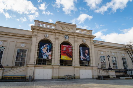 Vienna, Austria - March 2020: Museumsquartier or MQ architecture in Vienna city center....