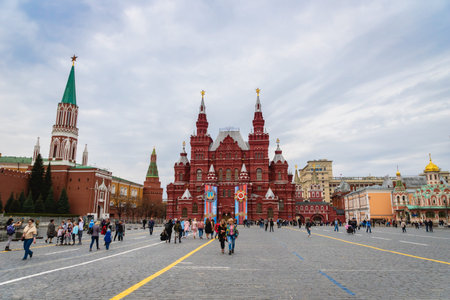 Moscow, Russia - May 2019: State Historical Museum on Red Square in Moscow, a famous landmark for...