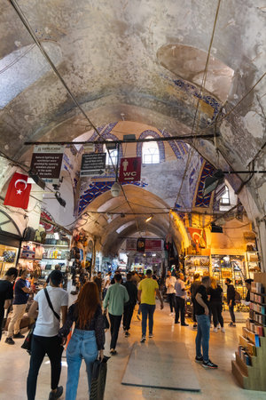 Istanbul, Turkey - September 2021: The Grand Bazaar in Istanbul, one of the largest and oldest...