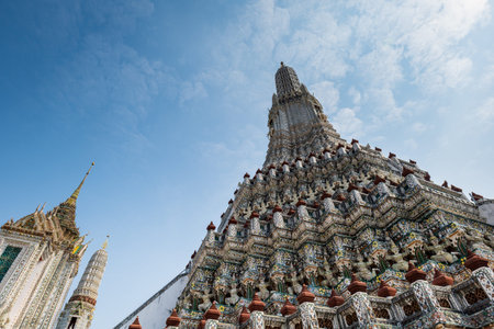 Wat Arun, a Buddhist temple in Bangkok, Thailand. The central prang of Wat Arun is among the best...