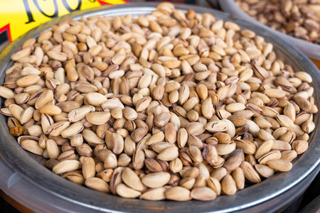 Pistachio from Gaziantep, Turkey. Roasted pistachio in bazaar market. Gaziantep, the food capitol of...