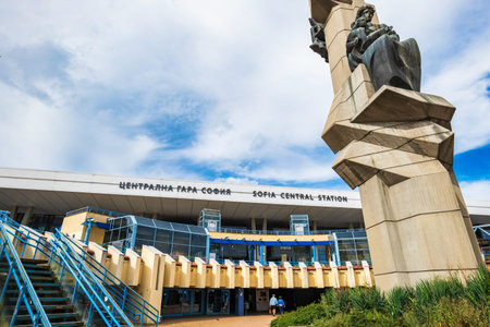 Sofia, Bulgaria - July 2022: Sofia Central Station architecture. The Sofia Central Railway Station...