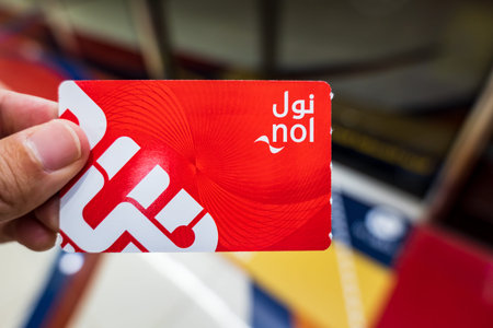 Dubai, UAE - October 2022: NOL card in Dubai. Nol Card is an electronic ticketing card for Dubai...