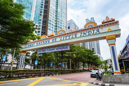 Kuala Lumpur, Malaysia - 09.14.2023 : Brickfields, Little India, street cityscape in Kuala Lumpur....