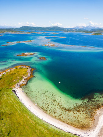 Norway natural landscape in the north, Norland, Hamaroy area. Beautiful aerial landscape of Northern...